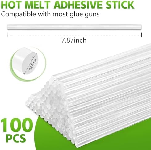 KISEER 100 Pack Clear 0.27 x 8 Inch Mini Size Hot Glue Sticks Universal Fit Glue Gun for Bond Wood Plastic Fabric Foam DIY Craft Projects Home Decorations and Sealing