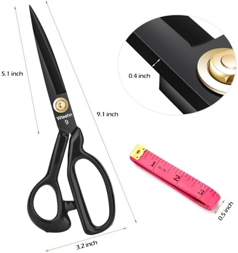 Fabric Scissors Professional, 9" Heavy Duty Sewing Scissor for Fabric Cutting, Tailor Sharp Sewing Shears for Cutting Leather craft Home Office Students Artists Dressmakers