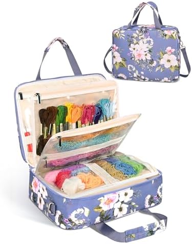 Sewing Supplies Organizer Bag with Removable Binder, Flower