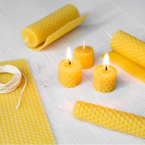Oungy 24pcs Beeswax Sheets 8x8 Inch Include Cotton Wick