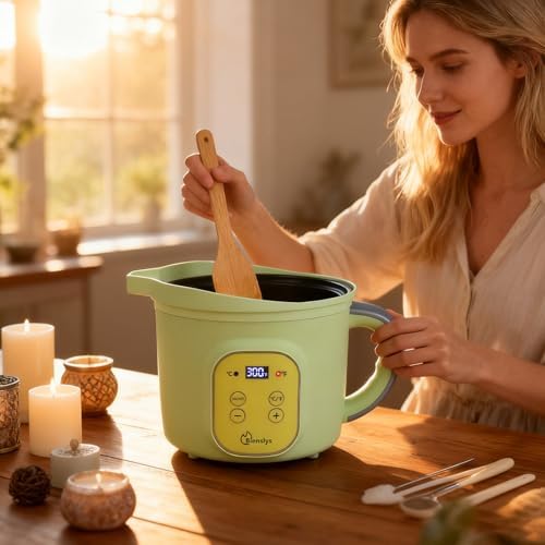 Bienslys Digital Wax Melter Pot, 1.6Qts Electric Candle & Soap Making Warmer with Adjustable Thermostat (90-300°F), Non-Stick Coating & Drip-Free Spout - for Wax Melting, Candle Making, DIY Crafts