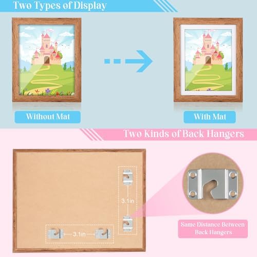[2 Pack] Kids Art Frames, 10x12.5 Front Opening Kids Artwork Frames Changeable,Dark Woodgrain Artwork Display Storage Frame for Wall, Holds 50 Pcs, for 3D Picture, Crafts, Children Drawing, Hanging