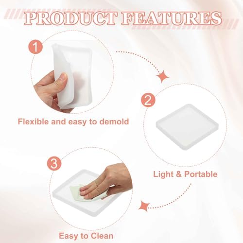 MECCANIXITY 2 Pcs Coaster Silicone Casting Mould, 5x5cm/2x2in Square Shape Epoxy Casting Resin Mould Tools for Resin Coaster Home Decor DIY Craft Handmade Colorful Amber Handicraft