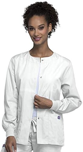 Cherokee WW Originals Scrubs Jacket for Women Snap Front 3 Pockets