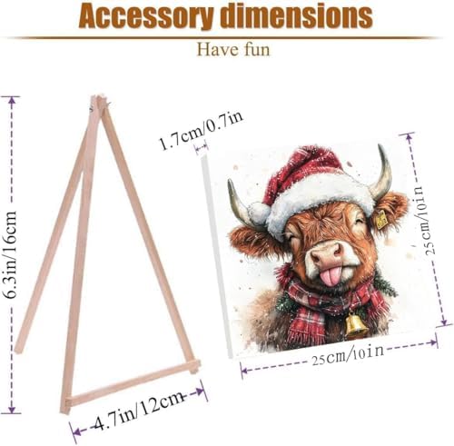 VIGEGU 4 Pack Christmas Paint by Numbers Kit for Adults with Framed,Cow Horse Deer Cardinal Lantern House Paint by Number DIY Adult Paint by Number Kits for Wall Decor 10x10in