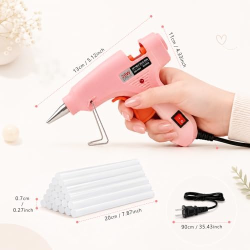 Mini Hot Glue Gun Kit with 30 Glue Sticks, 20W Fast Preheating Hot Glue Gun And Sticks Set for School Crafts, DIY Arts & Quick Home Repairs, Pink