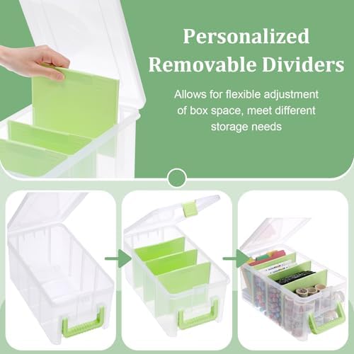 BTSKY Clear Plastic Dividing Storage Box with 4 Deep Compartment Sewing Box