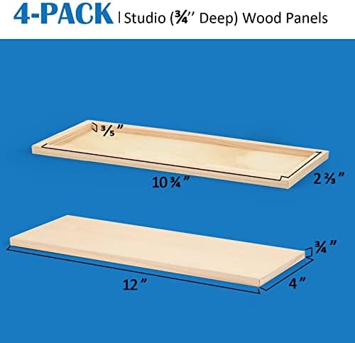 Falling in Art 4 Pack 4x12’’ Unfinished Birch Wood Panels Kit for Painting