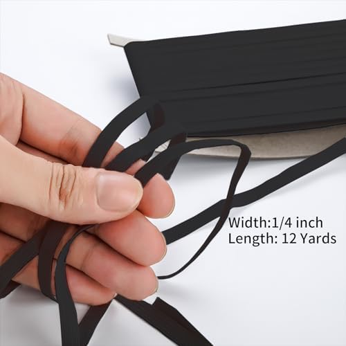 Airisoer Elastic Bands for Sewing 1/4 Inch x 12 Yards, Black