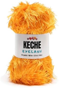Eyelash Fun Fur Yarn - Premium Soft Crochet Yarn DIY Hand Knitting 100% Polyester 175 Yds 3.53 Oz - Orange