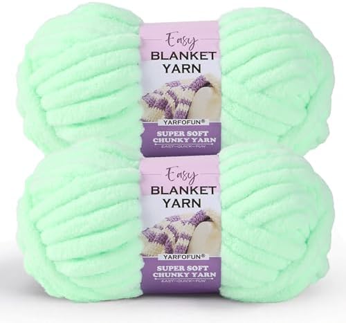 2 Pack Chunky Chenille Yarn for Crocheting Hand Knitting,Soft Thick Bulky Chunky Fluffy Plush Velvet Crochet Blanket Yarn for Crocheting Baby Blankets/DIY Crafts/Home Decor 2 * 100g(Light Green)