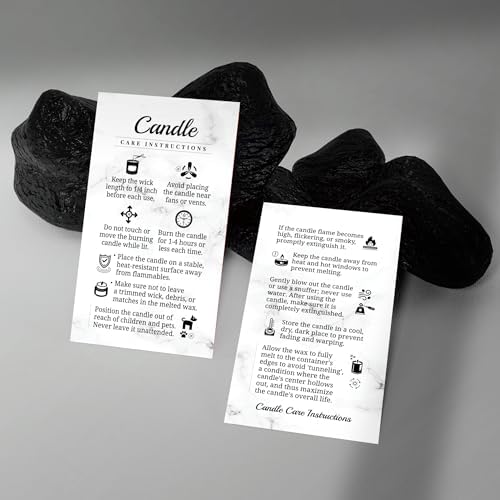 100 pack - Premium Handmade Candle Care Instruction Cards White 2x3.5 in, Small Business | Soy Bees Wax Melt, Candle Makers, Making Supplies Kit Set, Containers, Jars, Pot, Package