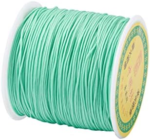 100 Yards 0.8mm Braided Nylon Crafting Thread Chinese Knotting Beading String Macrame Cord Rope for Necklace Bracelet Jewelry Craft Making, Aquamarine