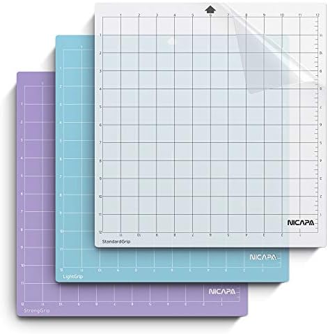 Replacement Cutting Mat for Silhouette(12x12 inch 3pack-Standardgrip、Lightgrip、Stronggrip) Adhesive&Sticky Non-Slip Flexible Square Gridded Cut Mats Set Matts Vinyl Craft Sewing Cloth