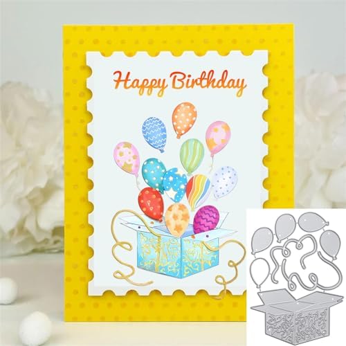 Scrapbooking Die-Cuts for Card Making, Christmas Metal Cutting Dies, Paper Craft Punch Template, Background Embossing Stencils, DIY Album Décor (Ballon Box-8.2x11.8cm)