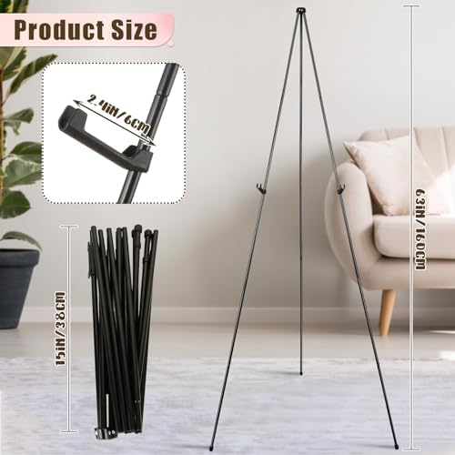 DAJAVE 6 Pack Display Easel Stand 63 Inch Folding Easels for Display, Portable Tripod Display Easel, Black Adjustable Metal Easel for Wedding Sign, Posters, Painting