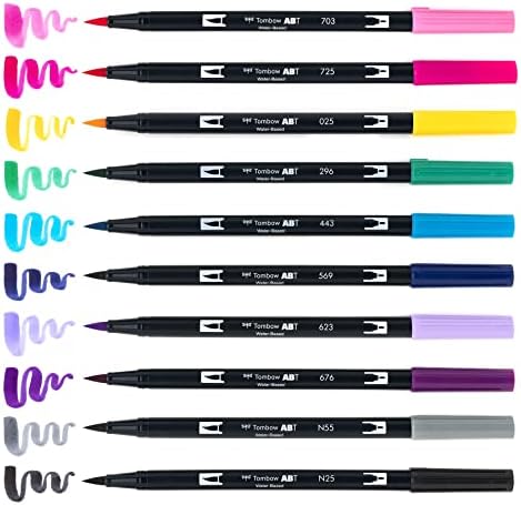 Tombow 56188 Dual Brush Pen Art Markers, Galaxy, 10-Pack. Blendable, Brush and Fine Tip Markers