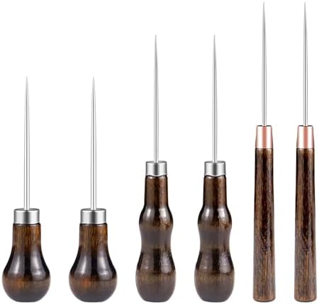 6 PCS Awl Tool Set, Leather Punch Stitching Marking Awl Tool, Gourd Shape Handle Punch Tool for Leather Sewing, Marking, Crafts Wood, Shoe Repair