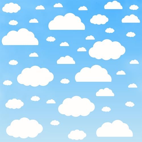 AOWDIAO Cloud Wall Decals - 40 Peel and Stick Clouds Stickers - Assorted Shapes and Sizes for Nursery, Bedroom, Classroom Decor