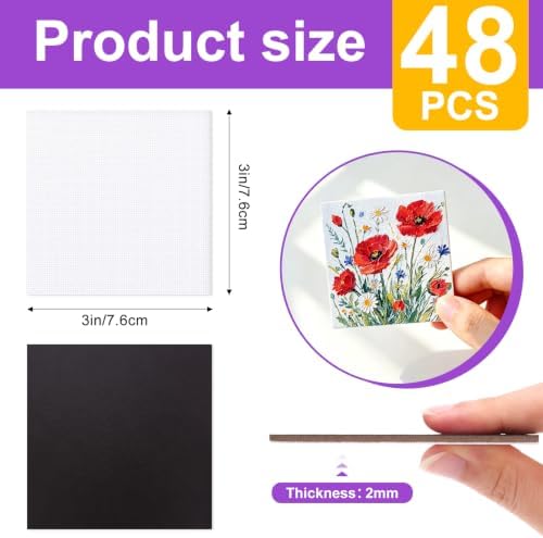 ESRICH 48Pack 3x3IN Square Mini Canvas Magnets, Small Magnetic Paint Canvas