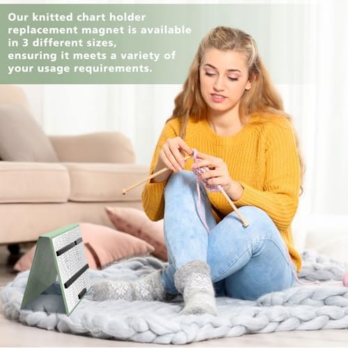 Flutesan 1 Pcs Knitting Pattern Holder, Fold up Cross Stitch Knitting Chart Keeper with Replacement Magnets, Magnetic Cross Stitch Accessories (Folded Size 6.1 x 9 Inch,Sage Green)