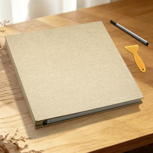 Photo Album Self Adhesive Scrapbook, 13"x12.6" 60 Pages/ 30 Sheets Large Photo Book for 4x6, 8x10 Pictures, DIY Album for Baby Wedding Family Travel Birthday