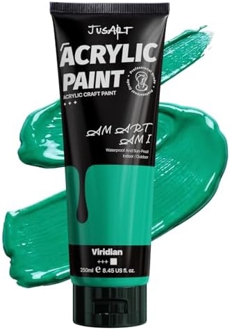 JusArt Green Acrylic Paint, 8.45oz/250ml Large Tube, Heavy Body