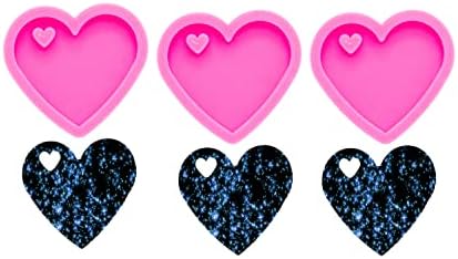 3pc Super Shiny Mini Heart Resin Silicone Molds, Keychain Mould Crafts Epoxy Resin, Art DIY Charms Mold with 10PC Key Ring(DY0405+DY0405+DY0405)