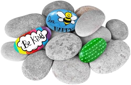 River Rocks for Painting 15 Pcs Large 2-3 Inch Flat Smooth Painting Stones Craft Rock to Paint for Kids Crafts Painting Bulk