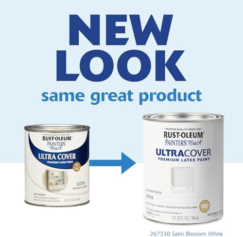 Rust-Oleum 267330 Painter's Touch Latex Paint, Quart, Satin Blossom White