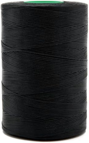 Flat Waxed Thread 0.8mm 710Yds for Leather Craft DIY Hand Sewing Projects Shoes Repair（Black）