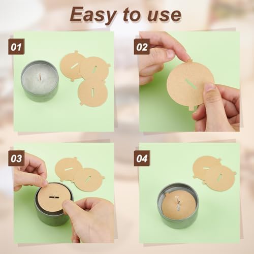 AHANDMAKER 240PCS Candle Dust Covers 2 Colors Paper Candle Pull Tab Lids Candle Decoration, Candle Topper Protection Accessories, Craft Fragrance Dust Protection 2.12 Inch