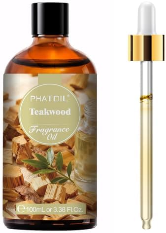 PHATOIL Teakwood Fragrance Oil for Diffuser Aromatherapy 3.38FL.OZ | Long Lasting Scented Oils For Humidifier, Air Freshener, DIY Soap Candle, Scent Project Making, Aroma Oil for Home Freshening