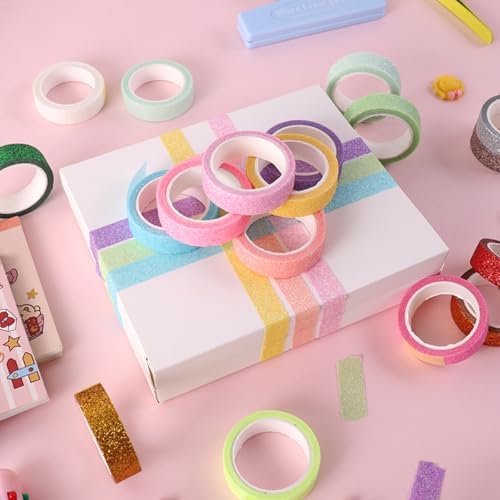 Glitter Washi Tape Metallic Decorative Craft Tape Set 24 Rolls Colored Masking for Scrapbook DIY Art Craft Supplies Gift Decor