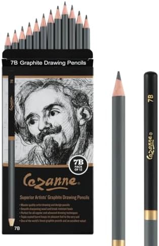 Cezanne Graphite Drawing Pencils Set - 7B, Set of 12 Break-Resistant Graphite Lead, Easy-to-Sharpen Sketch Pencils, Master Artist Quality Graphite Pencils for Technical and Artistic Drawing