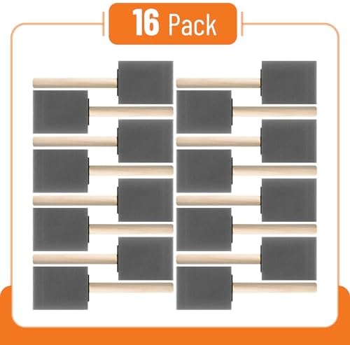 Bates- Foam Paint Brushes, 2", 16 Pack, Grey Sponge Brushes for Painting, Staining