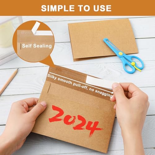 Silunkia 100 Packs Blank Brown Note Cards and Envelopes 4 x 6