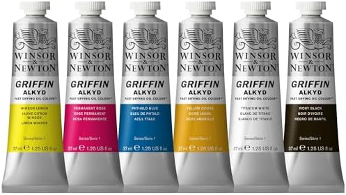 Winsor & Newton Griffin Alkyd Fast Drying Oil Paint, Beginners Set, 6 x 37ml Tubes