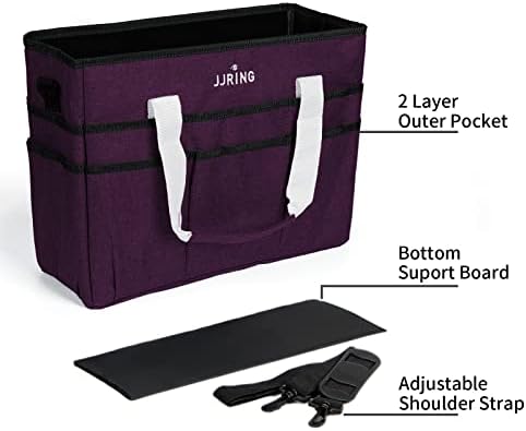 JJRING Craft Organizer Tote Bag Large Art Storage Caddy Deep Purple | With Multiple Pockets For Sewing, Scrapbooking, School, Medical, And Office Supplies