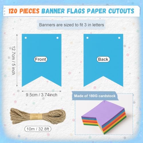 MixTeach 120 pcs Paper Banner Flags Cutouts Colorful Swallowtail Banners