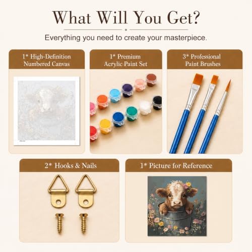 TELMOXA Highland Cow Paint by Numbers Kit for Adults, 16x16 in