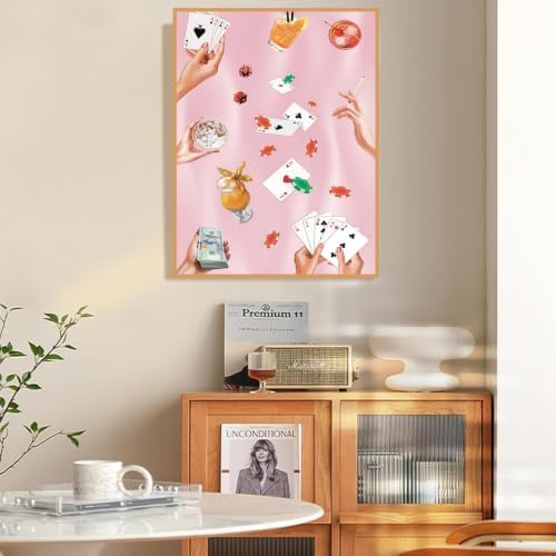 Pink Poker Diamond Art Kits for Adults Diamond Painting Kit for Beginner