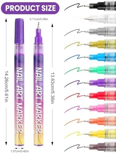 12 Color Nail Art Markers Kalolary Nail Art Pens Quick Dry Nail Polish Pen