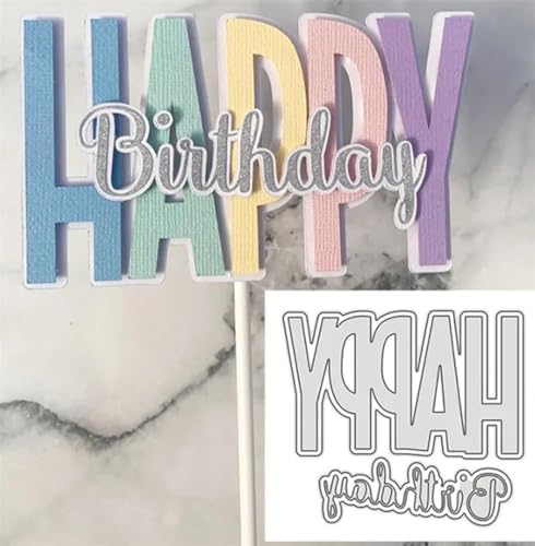 Scrapbooking Die-Cuts for Card Making, Christmas Metal Cutting Dies, Paper Craft Punch Template, Background Embossing Stencils, DIY Album Décor (Happy Birthday B)