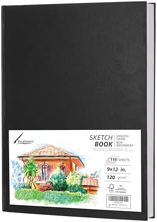 TX Liteart 9" x 12" Hardcover Sketchbook, Acid Free, 120GSM, 220 Pages, 3PK | 3 Pack, 110 Sheets Each, Hardbound, Compatible With Pencils, Charcoal, Colored Pencils, Gel Pens And Acrylic Markers