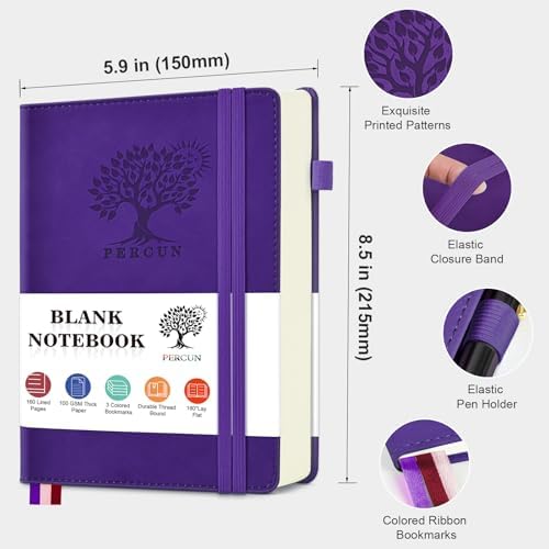 Blank Journal Notebook 5.9"×8.5", Leather Sketchbook,160 Pages Sketch book | A5 Sketchbook for Drawing, 100 Gsm Plain Paper, Writing Journal for Men Women, Hardcover Notebook for School Work Travel Art