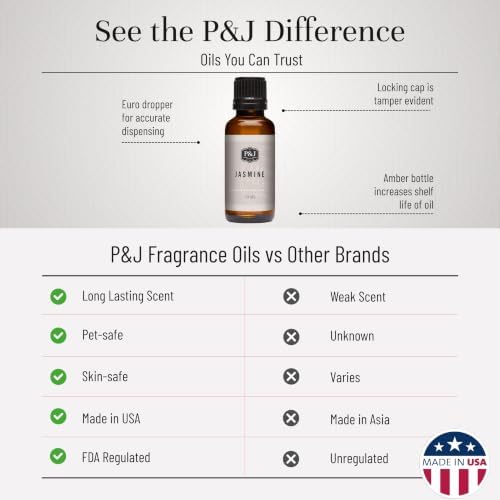 P&J Trading Fragrance Oil | Jasmine Oil 30ml - Candle Scents for Candle Making, Freshie Scents, Soap Making Supplies, Diffuser Oil Scents
