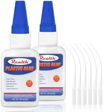 Super Glue for Plastic Repairs 30g×2 Pack – Strong Acrylic Glue for Plastic 3D Print, Legos, PLA, Car, ABS, PVC