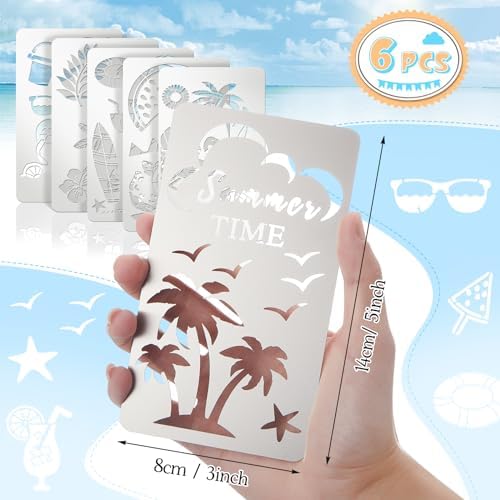 Lewtemi 6 Pcs Metal Wood Burning Stencils, Summer Style Letters Numbers