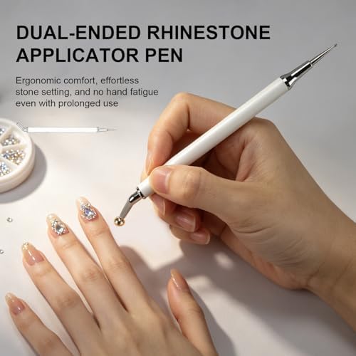 JODSONE Rhinestone Picker Tool,Dual-Ended Rhinestone Applicator Pen with Clay for Nail Art, Diamond Painting, Jewelry Making and Other DIY Crafts